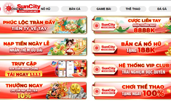 Suncity 2 Chương trình khuyến mãi Suncity đa dạng, cập nhật liên tục